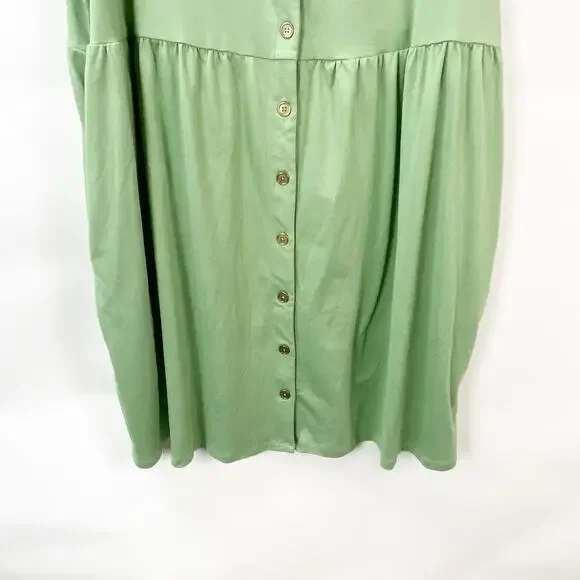 Lularoe XL Womens Spring Green Heidi Buttoned V-Neck Above Knee Babydoll Dress - Picture 4 of 8